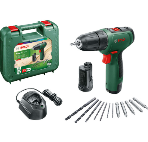 Акумуляторний дриль-шурупокрут Bosch EasyDrill 1200 з 2 акб 1.5 Ah і з/п, у кейсі з набором свердел 06039D3007 Акумуляторний дриль-шурупокрут Bosch EasyDrill 1200 з 2 акб 1.5 Ah і з/п, у кейсі з набором свердел 06039D3007