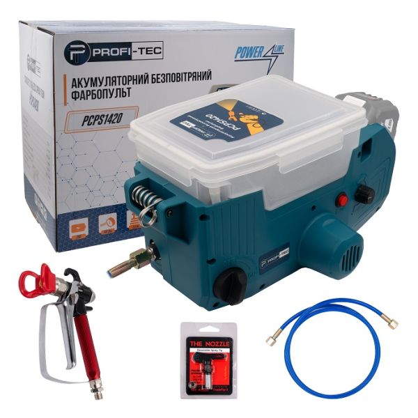 Акумуляторний безповітряний фарбопульт PROFI-TEC PCPS1420 POWERLine (без акумулятора та зарядного пристрою)