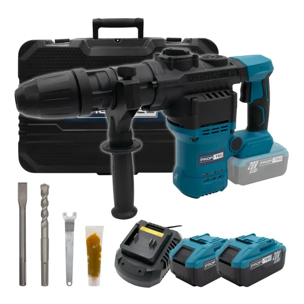 Акумуляторний перфоратор PROFI-TEC PBH5620 POWERLine (2×PT2080EP (8.0 Аг), зарядний пристрій) Акумуляторний перфоратор PROFI-TEC PBH5620 POWERLine (2×PT2080EP (8.0 Аг), зарядний пристрій)