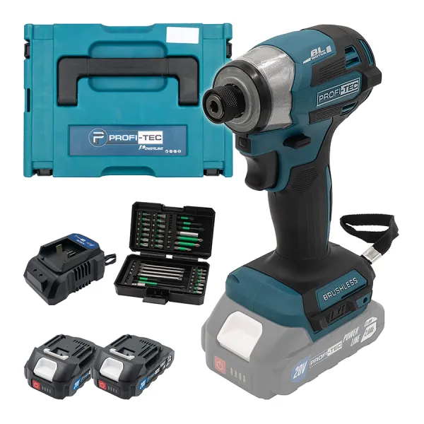 Акумуляторний імпульсний гвинтоверт PROFI-TEC PID1820BL POWERLine (набір біт, 2×PT2020MP (2.0 Аг), зарядний пристрій) Акумуляторний імпульсний гвинтоверт PROFI-TEC PID1820BL POWERLine (набір біт, 2×PT2020MP (2.0 Аг), зарядний пристрій)