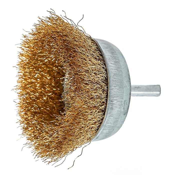 Щітка-чашка з хвостовиком Vitals гофрована латунована 75 мм, 0,3 мм