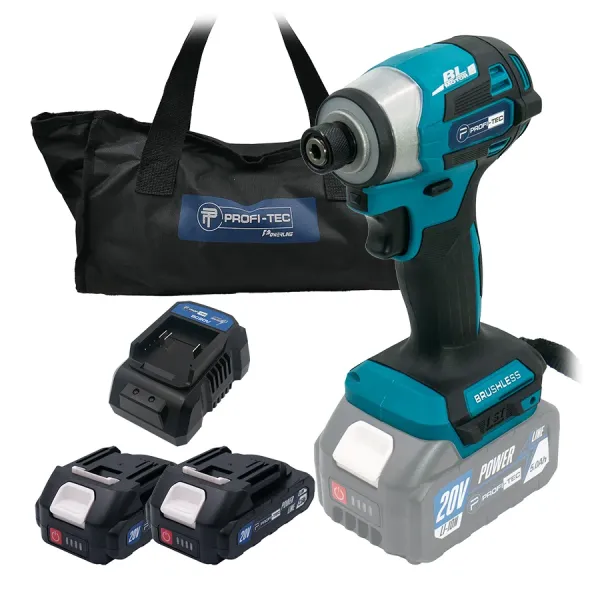 Акумуляторний імпульсний гвинтоверт PROFI-TEC PID1820BL POWERLine (2×PT2025MP (2.5 Аг), зарядний пристрій) Акумуляторний імпульсний гвинтоверт PROFI-TEC PID1820BL POWERLine (2×PT2025MP (2.5 Аг), зарядний пристрій)