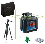 Лазерний нівелір Bosch Professional GLL 2-20 G зі штативом, відбивачем, 4 батарейками та чохлом