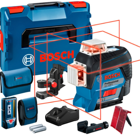 Лазерний нівелір Bosch GLL 3-80 С Professional, акб GBA 12 V 2 Ah і з/п, з приймачем LR 7, тримачем BM 1, в кейсі