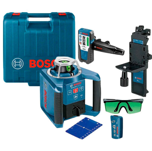 Ротаційний лазерний нівелір Bosch GRL 300 HVG Professional, у валізі з приймачем LR1, пультом RC1, тримачем WM 4, з/п, окулярами, мішенню