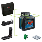 Лазерний нівелір Bosch Professional GLL 2-20 G з тримачем, стельовим кріпленням, 4 батарейками та чохлом