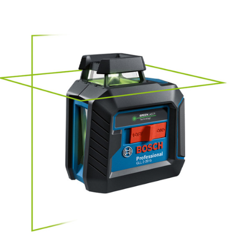 Лазерний нівелір Bosch Professional GLL 2-20 G з тримачем, стельовим кріпленням, 4 батарейками та чохлом