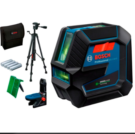 Лазерний нівелір Bosch GCL 2-50 G Professional, зі штативом BT 150, тримачем RM 10, чохлом, мішенню