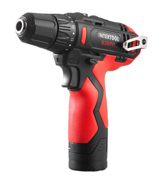 Дрель-шуруповерт аккумуляторная, 12 В, 30 Nm, 0-350/0-1300 об/мин, патрон 0,8-10 мм, литий-ион, 2,0 Ач INTERTOOL WT-0310