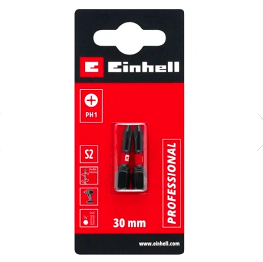 Біта ударна подвійний торсіон 30 мм, S2, PH1, 2 шт, Einhell