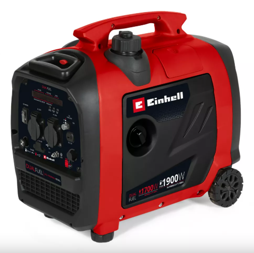 Einhell TE-IG 1900 DF (Dual Fuel) Генератор бензиновий/газ інверторний, 1800 Вт, 4-тактний, бак 4.2 л, макс. потужність 1,9 кВт, сінхронний, пропан LPG, 2х230В+2хUSB