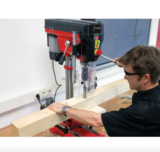 Верстат свердлильний, 750 Вт, обороти з регулюванням 450-2500 об/хв, свердло 1-16 мм, виліт 152 мм, LED, індукційний двигун Einhell TE-BD 750 E