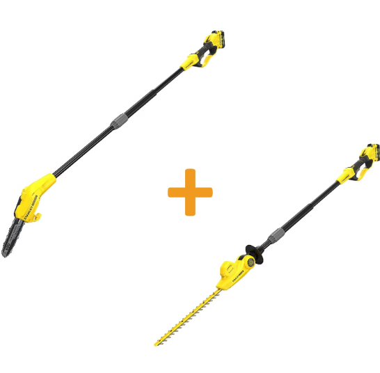 Комплект STANLEY FATMAX V20: Акумуляторний висоторіз SFMCPS620 та кущоріз на штанзі SFMCPH845 + 4А АКБ +ЗП